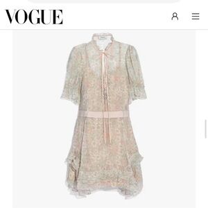 Coach Pastel Floral Tie-Neck Mini Dress